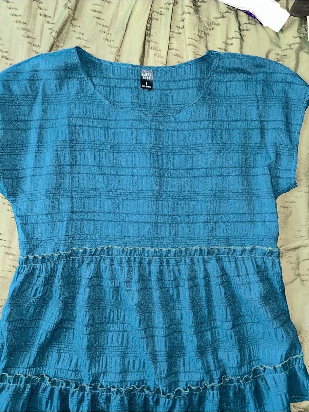 SHEIN Teal Blue Textured Peplum Tunic Top